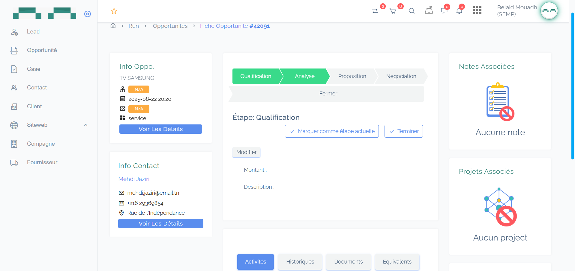 Logiciel ERP CRM pour pipeline de ventes et conversion des leads